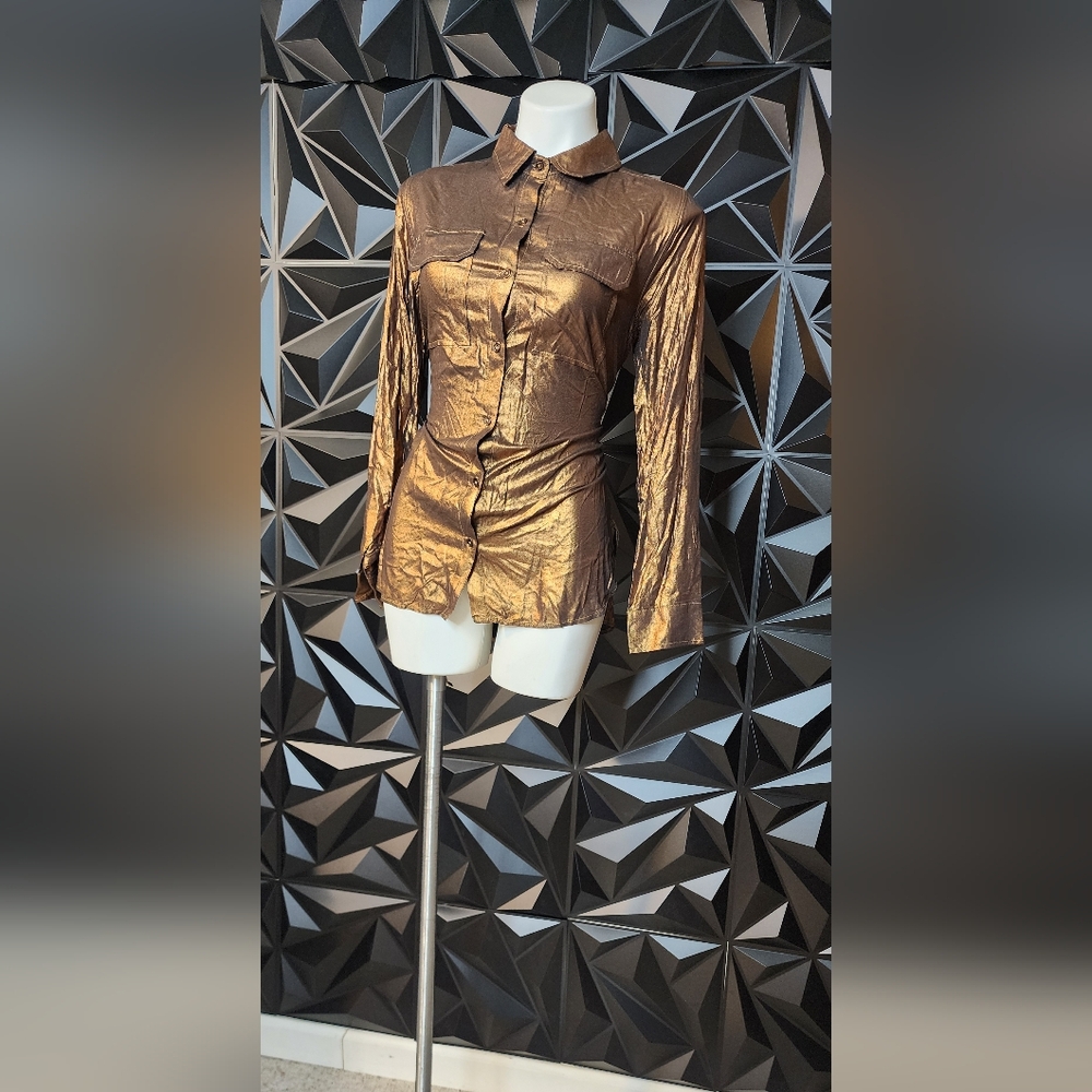 Shimmering Bronze Button-Up Shirt